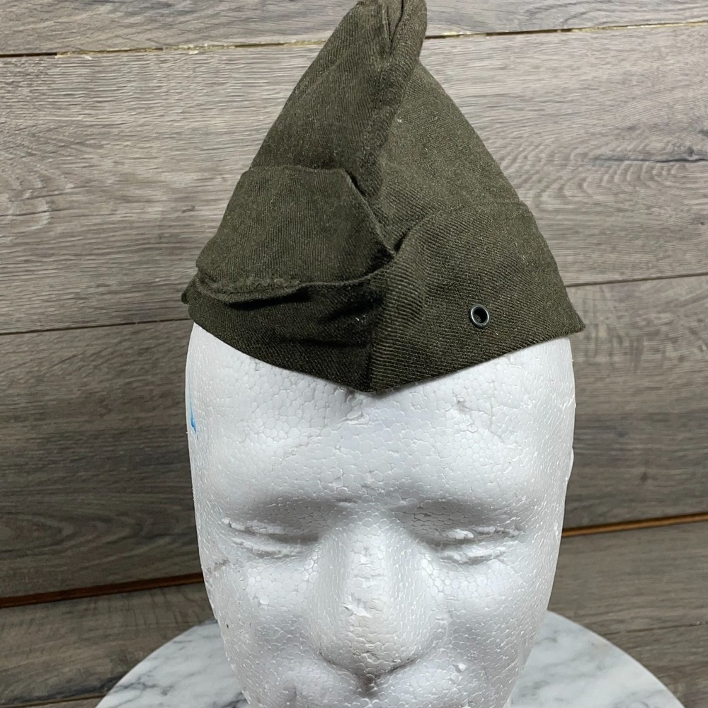 VTG Vietnam War Garrison Hat Cap Army Wool Green U.S. Military‎ Size 6 3/4 60s